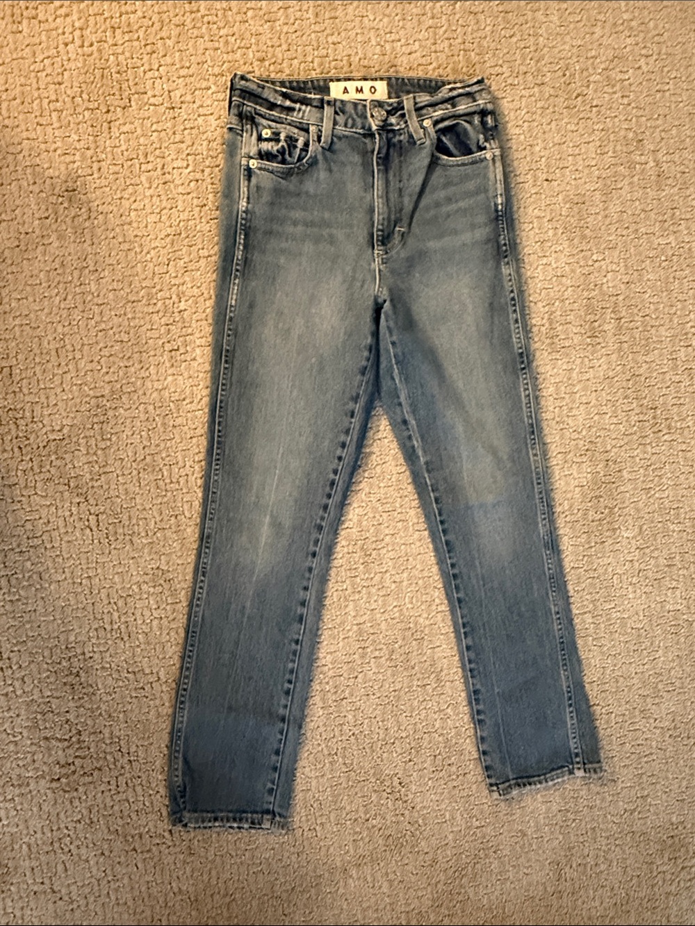 AMO Chloe Crop Straight Jeans Size 24 Medium Wash